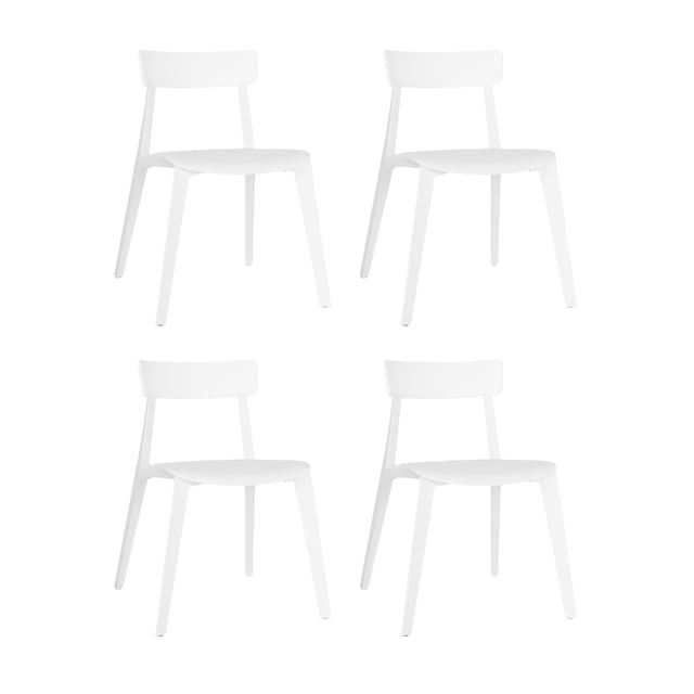 OFFIHO Set de 4 Sillas Kipali Blanco para exterior resistente a rayos UV de polipropileno
