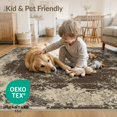 thumbnail image 4 of ODIKA 9'x12' Washable Area Rug Throw Vintage Tan Decorative Border Panels Grey Beige Bathroom for Dining Room, Basement, Large Office, Non-Slip Chair-Friendly, 4 of 7