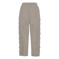 thumbnail image 4 of JJHGVB Cotton Linen Capris for Women Below the Knee Cotton Linen Pants Pedal Pushers for Women Elastic Waist Shorts Baggy Shorts Women Bermuda Shorts Women Linen Shorts Beach Vacation Outfits Khaki S, 4 of 9