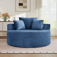 thumbnail image 4 of Muumblus Oversized Round Lounge Chaise Chair Indoor,Boneless Cloud Couch with 3 Pillows, No Assembly Required, Modern Accent Chair for Living Room, Blue Chenille, 4 of 12