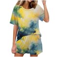 thumbnail image 1 of Conjunto de Pijama de las Mujeres de Moda Casual Color Sólido Casa Manga Corta Cuello Redondo Superior Y Pantalones, Ropa de Salón, 1 of 6