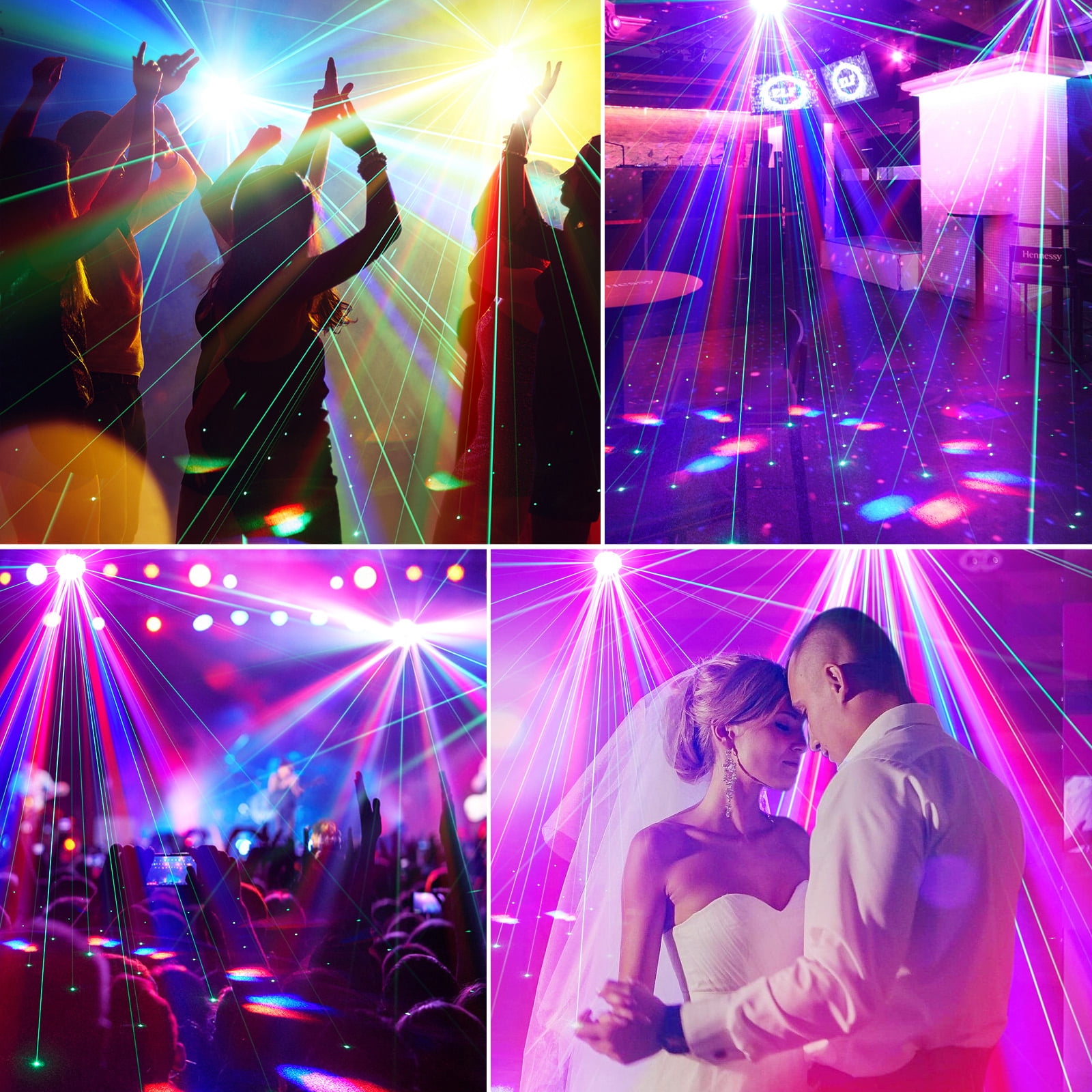 2PCS LED Moving Head Light, 6 Bee Eyes RGBW DMX Strobe Beam DJ Disco Stage Lighting w/ Light Strip