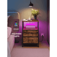 thumbnail image 3 of Ledrem Nightstand with Charging Station & App-Controlled LED Lights, Bed Side Table with 2 Drawers and 1 Open Shelf, Rustic Brown and Ink Black, 3 of 7