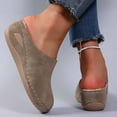 thumbnail image 3 of Orthopedic Slippers for Women Casual Stitching Furry Lined Wedge Heel Comfy Arch Support Warm Furry Lined Slip on House Shoes Khaki Size 7, 3 of 4