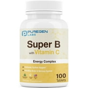 Puregen Labs Super B Energy Complex with Vitamin C 100 Vegetarian Tablets