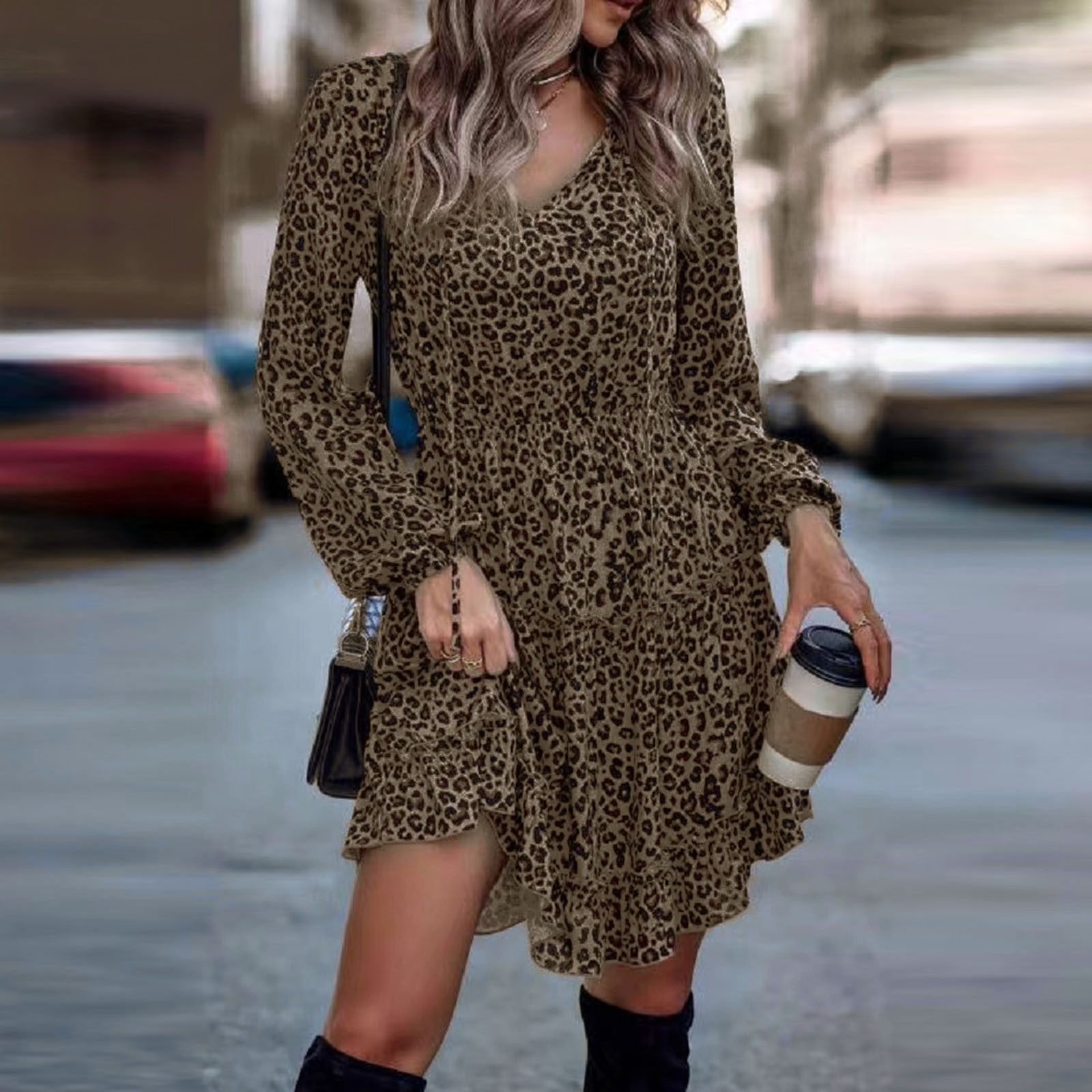 leopard flare dress