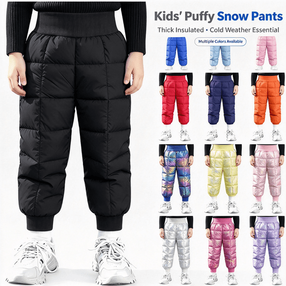 lcziwo Boys Girls Elastic Windproof Down Pants Winter Thick Warm Snow Pants for Outdoor