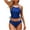 01_Blue, variant on 2 pcs Women Bikinis Set High Waisted Bikini Two Piece Swimsuits Full Coverage Pleated Bathing Suits