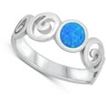 thumbnail image 4 of CHOOSE YOUR COLOR Blue Simulated Opal Elegant Filigree Swirl Ring .925 Sterling Silver Band CZ Female Size 9, 4 of 4