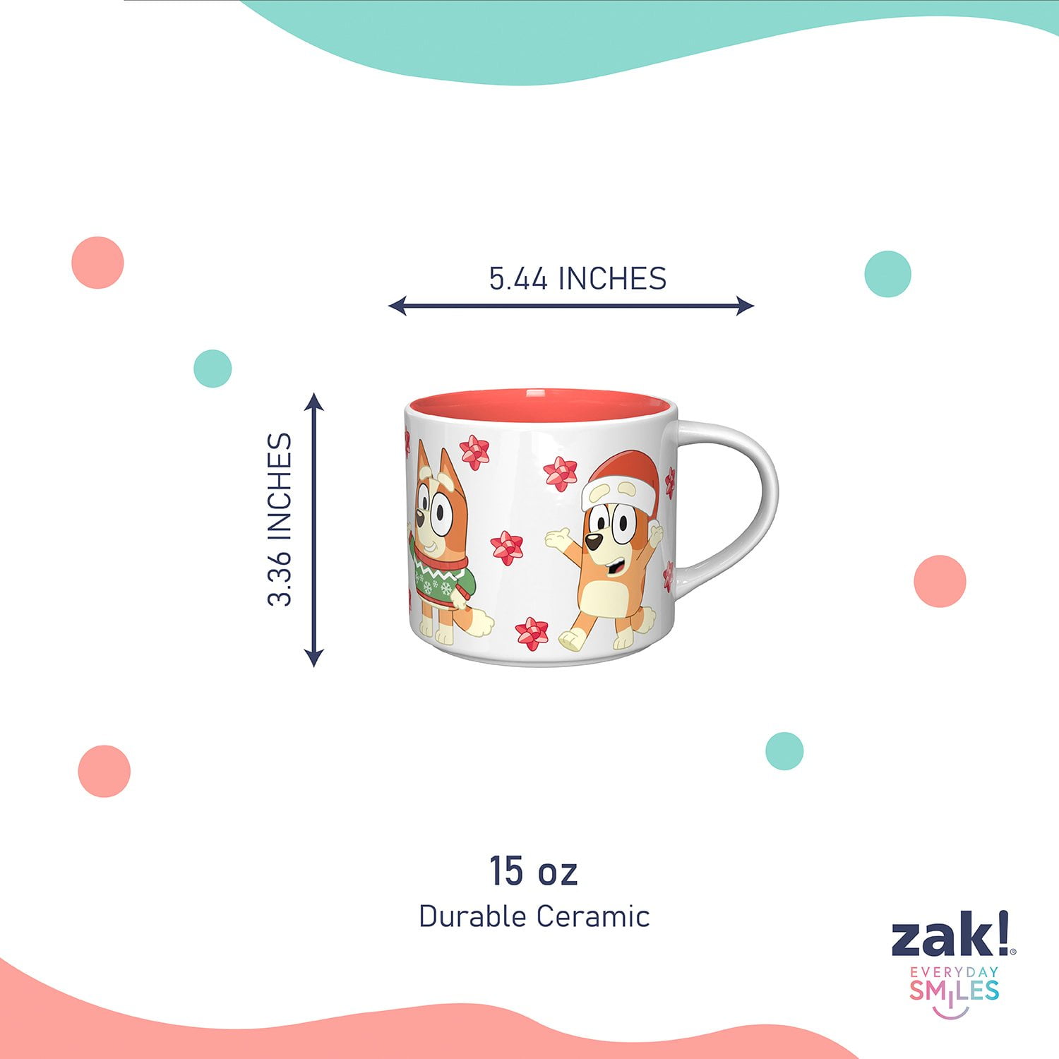 Zak Designs 15oz 4pk Stackable Ceramic Holiday Mugs in Gift Box - Bluey