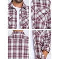 thumbnail image 6 of INSPIRE CHIC Men's Contrasting Colors Checked Slim Fit Long Sleeved Button Down Shirts with Pocket L Burgundy, 6 of 7