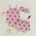 thumbnail image 5 of WUANDIXFA Cherry Baby Outfit Girl Clothes Rib Knit Romper & Shorts Waffled Baby Clothes for Girls 0 3 6 12 18M (Red, 12-18 Months), 5 of 7