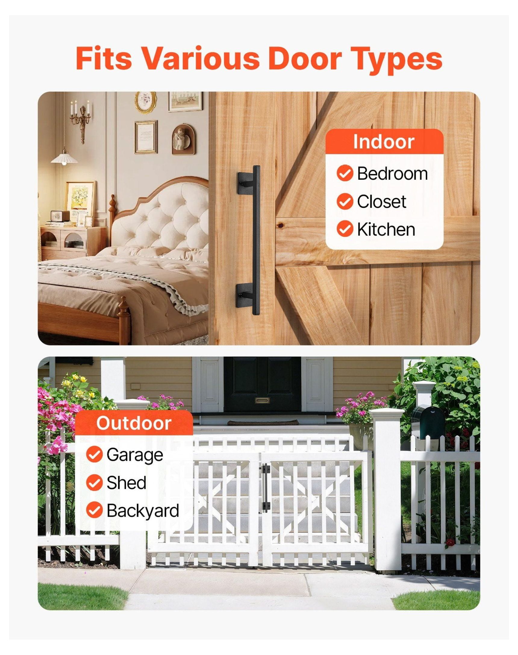 Barn Door Handle 12.6 inch, Rustic Gate Pull, Heavy Duty Carbon Steel Fence Handle, Indoor Outdoor Door Hardware, Garden Shed Gate Latch Replacement