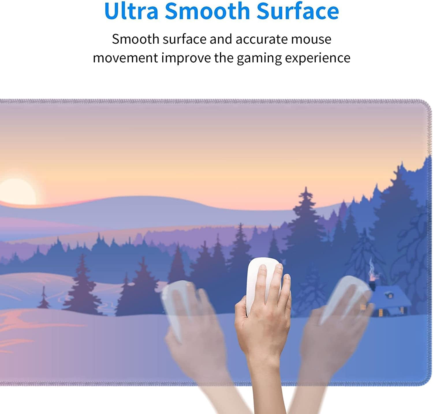Extended Large Gaming Mouse Pad, Mousepad Desk Mat with Cute Funny Mountains at Sunset for Gift, Waterproof XL Big Computer Mats Deskmat for Keyboard and Laptop with Nonslip Base, (Blue, 31.5*11.8 In)