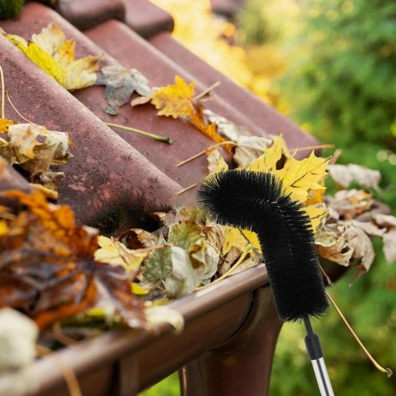 Ikoopy Gutter Cleaning Tool Practical Gutter Cleaning Brush with 10.5Ft Removable Pole Efficient Cleaning Gutter Guard Cleaner Tool Hangable Gutter Cleaner Tool for Cleaning Leaves Debris Window