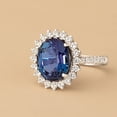 thumbnail image 3 of PEORA 6.75 Carats Created Alexandrite Lab Grown Diamond Ring in 14K White Gold, Color-Changing Oval Shape, Size 4.5, 3 of 5