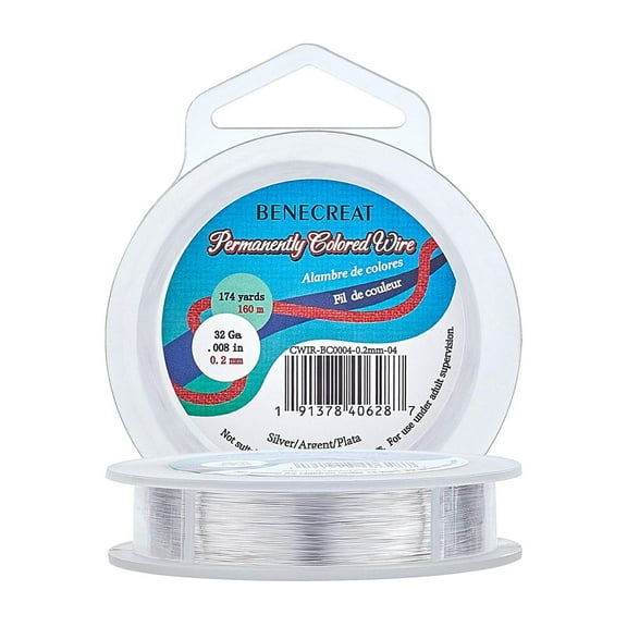 32-Gauge 174 Yards Resistant Silver Wire Thin Copper Jewelry Wire for Beading Craft Silver