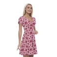 thumbnail image 1 of Women’s A Line Floral Summer Dress, Retro Triangle Arrangement, Cross Wrap V Neck, 6 Sizes, by Ambesonne, 1 of 2