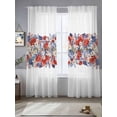 thumbnail image 2 of Blue Red 4th of July Sheer Curtains 108 Inch Length 2 Panels Set for Living Room/Bedroom, Independence Day Flowers Red Blue Curtain Sheers Drapes Rod Pocket Curtains Window Treatment Set 52''x108''x2, 2 of 7