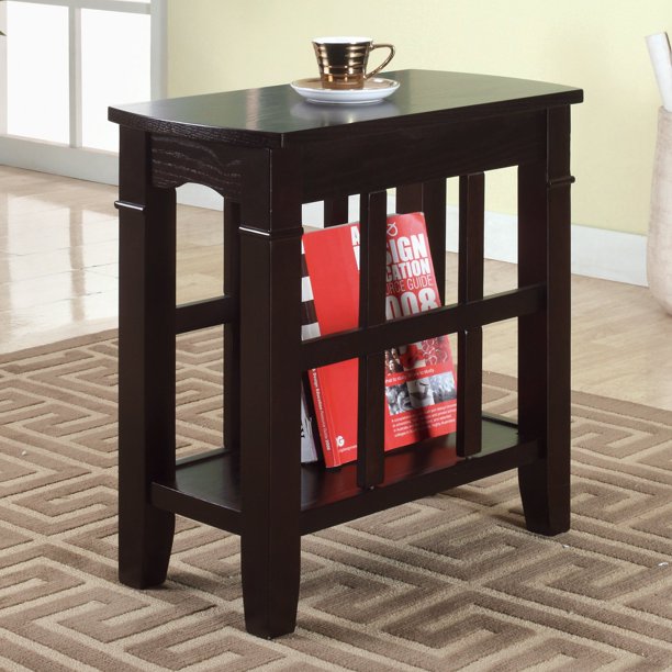Furniture of America Espresso Side Accent Table with Bottom Shelf