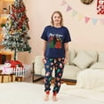 thumbnail image 2 of Odeerbi Christmas Pajamas for Family Holiday Short Sleeve Family Christmas Pajamas Matching Sets Mom Casual Print Top with Bottom Outfits Home Wear Sleepwear Family Matching PJs Set Blue, 2 of 7