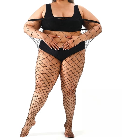 Krylvor Plus Size Fishnet tights stockings Big Mesh Leggings Pantyhose for women