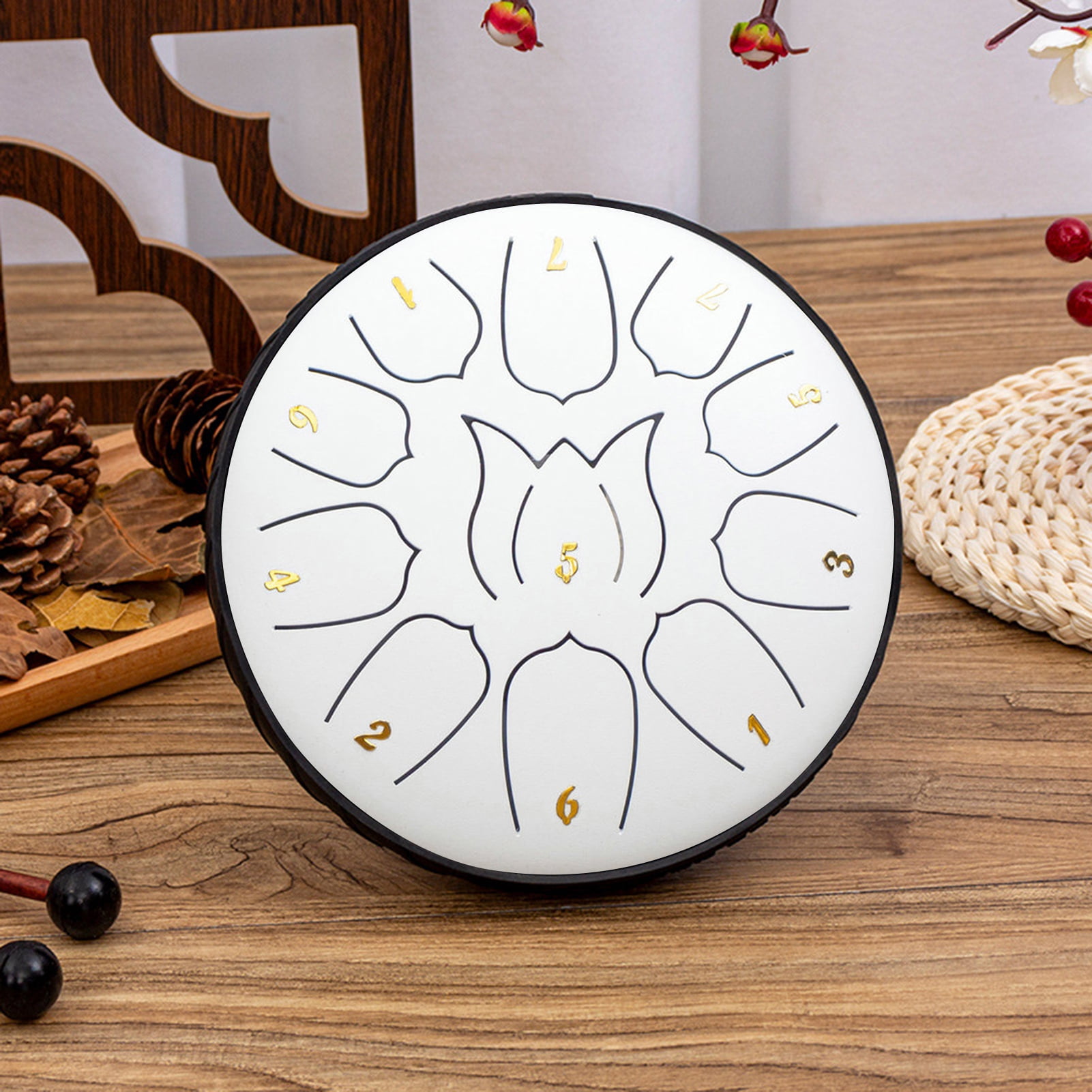 Hyasfey Steel Tongue Drum Compact Design Portable Easy to Use 11 Notes 6 Inches Rain Drum Musical Percussion Instrument