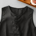 thumbnail image 5 of ECZHAW Linen Tank Tops for Women Loose Fit Back Button Down Crewneck Sleeveless Tops Blouses Casual Side Slit Linen Shirts, 5 of 7