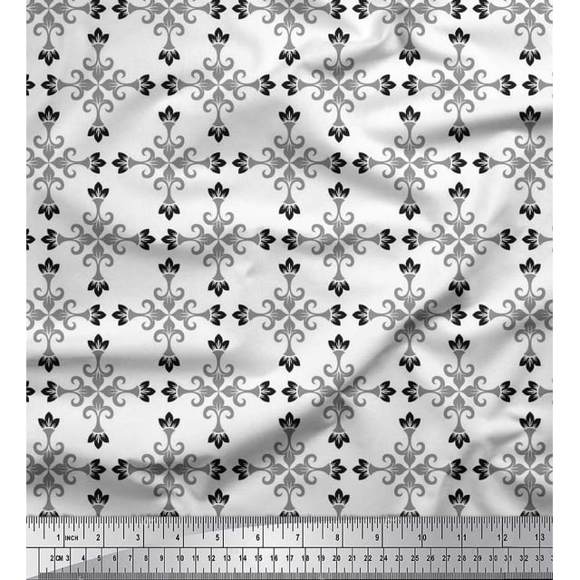 Soimoi Moss Georgette Fabric Damask Decorative Print Sewing Fabric Yard 42 Inch Wide