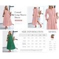 thumbnail image 5 of BTFBM Spring Dresses for Women 2026 Casual Long Sleeve V Neck Elastic Waist Lightweight Maxi Wedding Guest Dress Pockets, 5 of 8