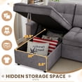 thumbnail image 5 of Muumblus Convertible Sofa Bed, Sectional Sleeper Sofa with Storage Chaise, L-Shaped Couch for Living Room, Dark Gray Chenille, 5 of 13