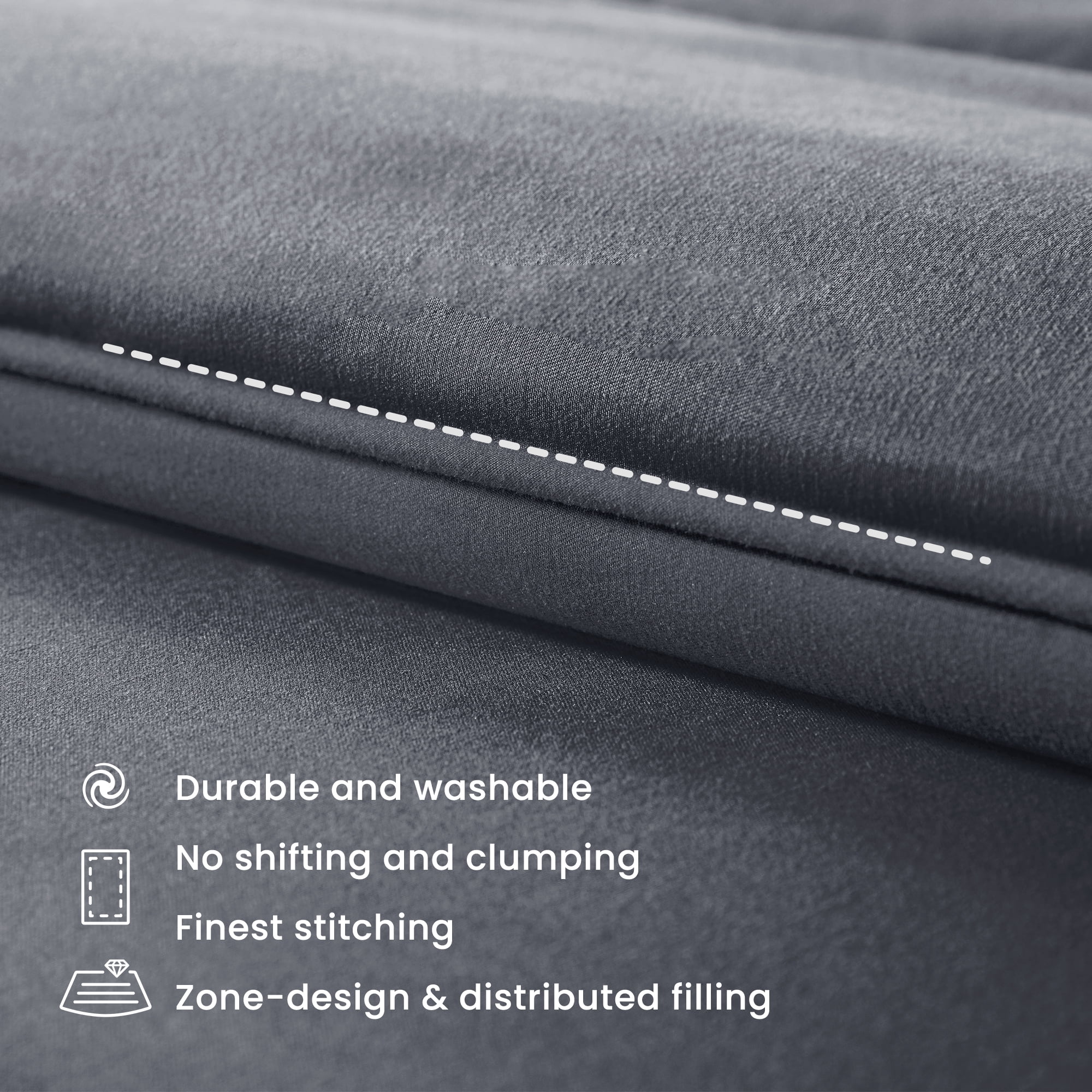 Sleep Zone Queen Comforter Duvet Insert, Down Alternative Reversible Comforter, Lightweight, Soft and Breathable Bedding All Season, Dark Grey
