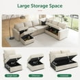 thumbnail image 6 of HONBAY Convertible Linen Sleeper Sofa Couch Pull Out Sofa with Storage for Living Room Furniture Sets, Beige, 6 of 11