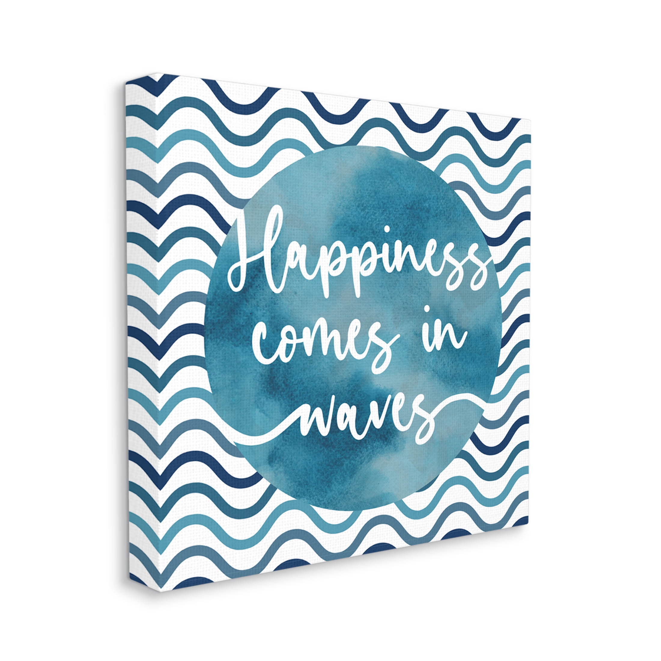 Stupell Industries Happiness Comes In Waves Pattern Graphic Art Gallery Wrapped Canvas Print Wall Art, Design by Linda Birtel