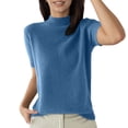 thumbnail image 2 of T Shirts for Women 2026 Summer Short Sleeve Neck Ribbed Plain Knitted Tshirt Womens Tees, 2 of 7