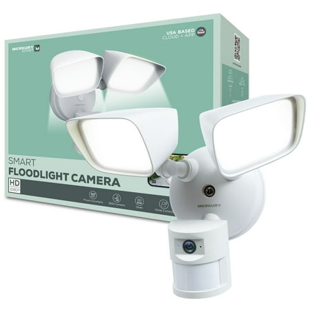 Merkury Floodlight Camera, Smart Wi-Fi, 1800 Lumens, Motion Alerts, (1-Pack)