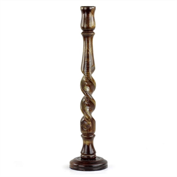 Wood Crafted Antique Premium Candle Stand | Candlestick Light Holder | Home Decorative Desk Decor | Nagina International (34 Centimeters (H), Large Twisted Spiral Brown)