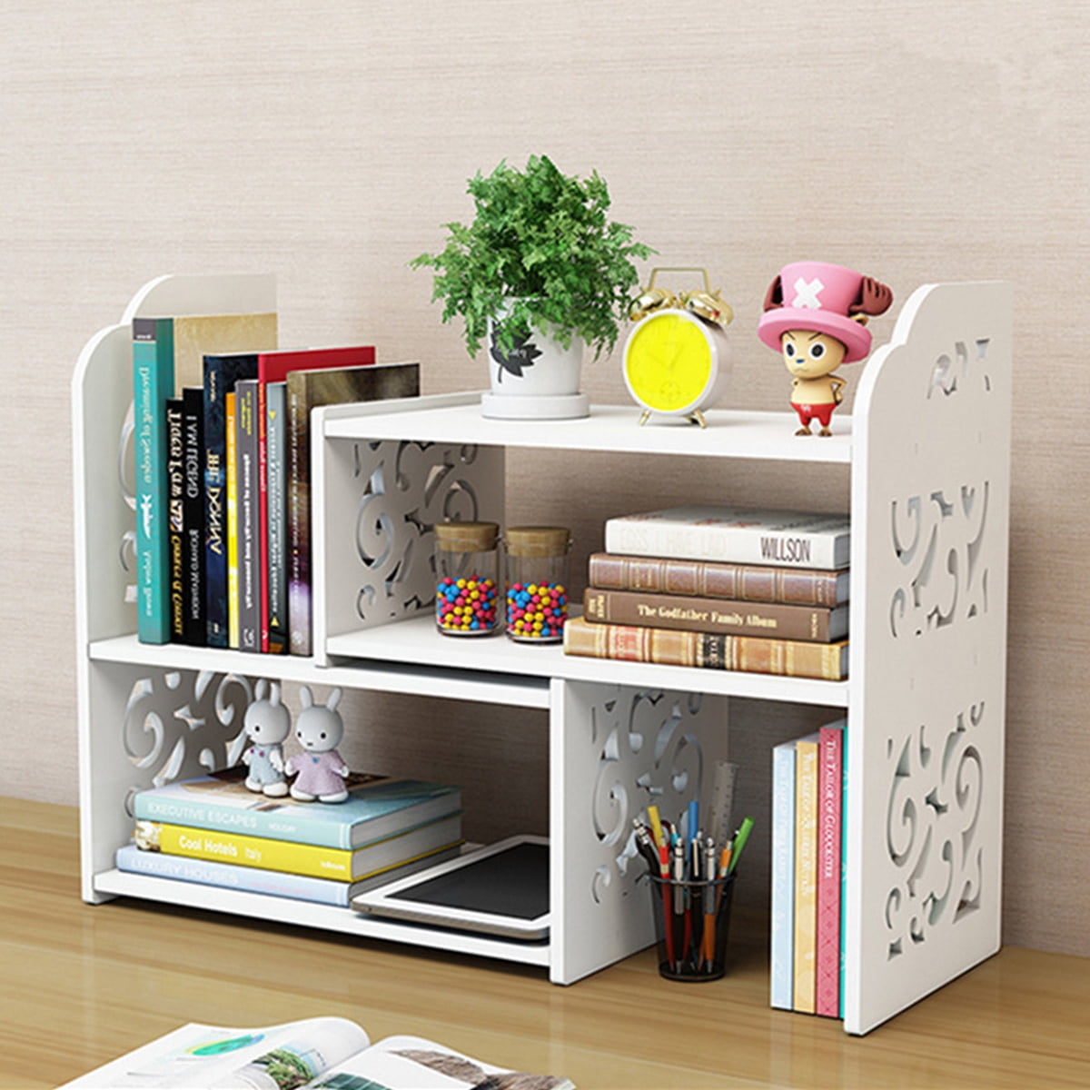Novashion Expandable Openwork Bookshelf Desktop Organizer