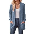 thumbnail image 2 of Women'S Long Cardigan, Autumn and Winter Long Sleeve Front Open Sweater with Pockets Sky Blue XL, 2 of 8