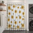 thumbnail image 2 of Yellow Summer Floral Shower Curtain - Water Repellent Fabric Shower Curtains Washable, Pastoral Daisy Botanical Cute Decorative Polyester Cloth Bathroom Curtains Modern Bath Decor 72"x84", 2 of 8