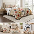 thumbnail image 6 of Queen Quilt Set 90''x96'', Yellow Red Blue Spring Floral Bedspread Coverlet with 2 Pillow Shams, Watercolor Botanical Summer Flowers Breathable All Season Quilt Bedding for Bedroom/Guest Room, 6 of 9