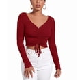 thumbnail image 2 of Top con Cuello en V y parte delantera fruncida NikouMX Top con cordón fruncido en la parte delantera para mujer, 2 of 7