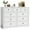 white, variant on IDEALSOUL Black Dresser, 9 Drawer Dresser with Round Metal Handle, 47.2" Retro Wood Storage Cabinet with 6 large drawer and 2 Small drawer for Living Room, Bedroom, Hallway