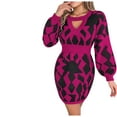 thumbnail image 2 of up to 60% off Gifts Womens Dresses Knitted Dresses for Women Winter Long Sleeve Elastic Waist Cozy Sweater Dress Fashion Camouflage Party Club Keyhole Bodycon Mini Dresses Weekly, 2 of 5