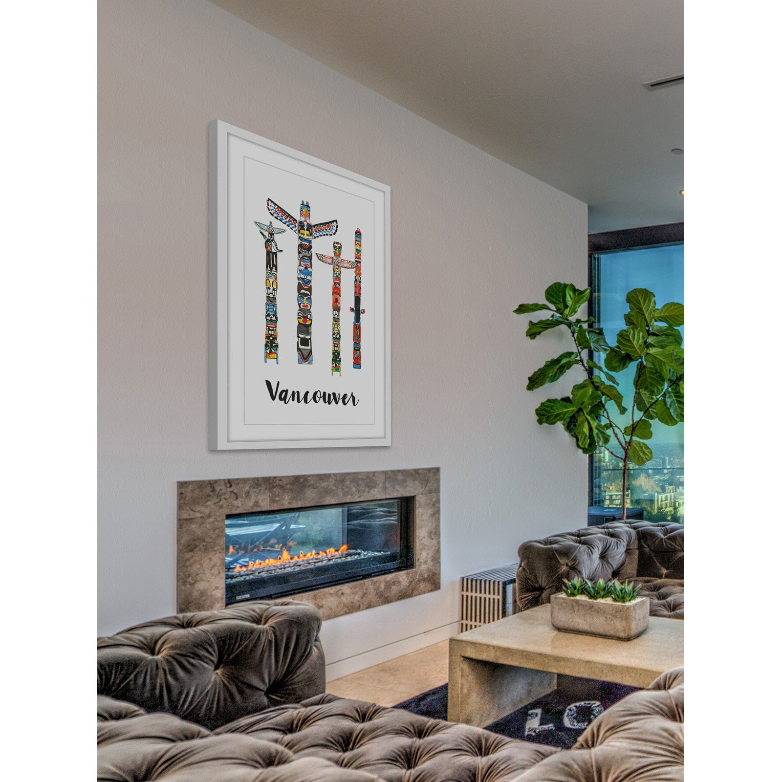 Marmont Hill "Vancouver Totems" By Molly Rosner Framed Painting Art Print, 16.0" x 1.5"