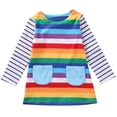 thumbnail image 1 of Robe à Manches Longues pour Tout-Petites Filles, Robe Décontractée de Couleur Arc-en-Ciel, Vêtements d'Hiver 1-7 Ans, 1 of 5