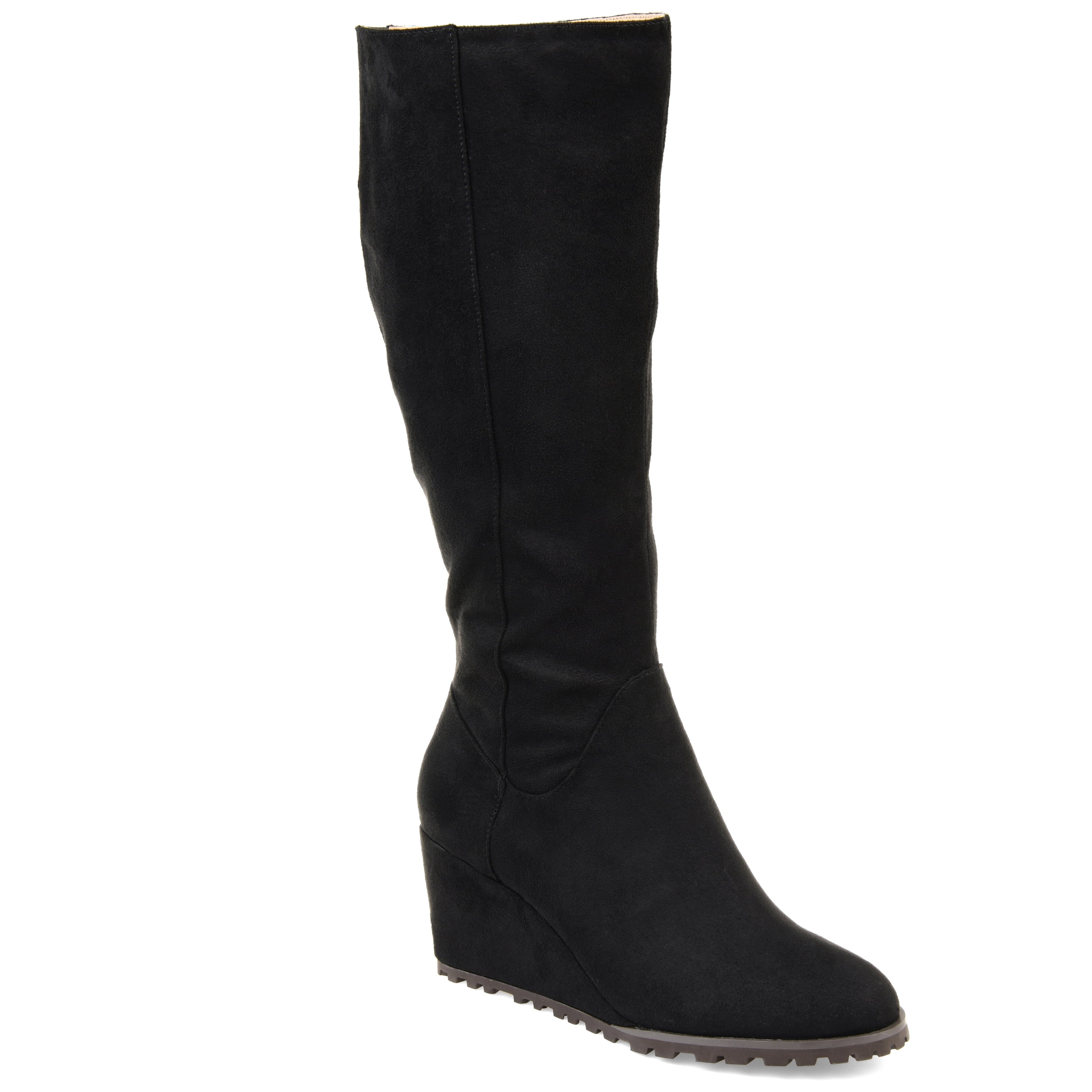 lug sole wide calf boots