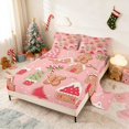 thumbnail image 2 of Manfei Gingerbread Queen Sheets Christmas Queen Sheet Sets, Black Red 4pcs (1 Flat Sheet, 1 Fitted Sheet and 2 Pillowcases), 2 of 6