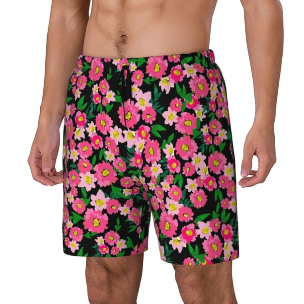 Balery Trendy Floral Bañador para hombre, shorts de playa de secado rápido con entrepierna y forro de compresión-Medium