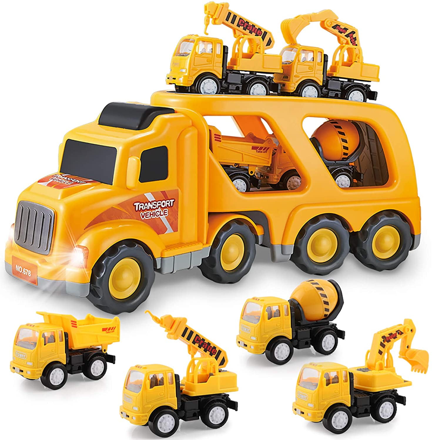 6 Pcs Xmas Mini Construction Truck Car Set Model Kids Toy Digger Excavator Gift 